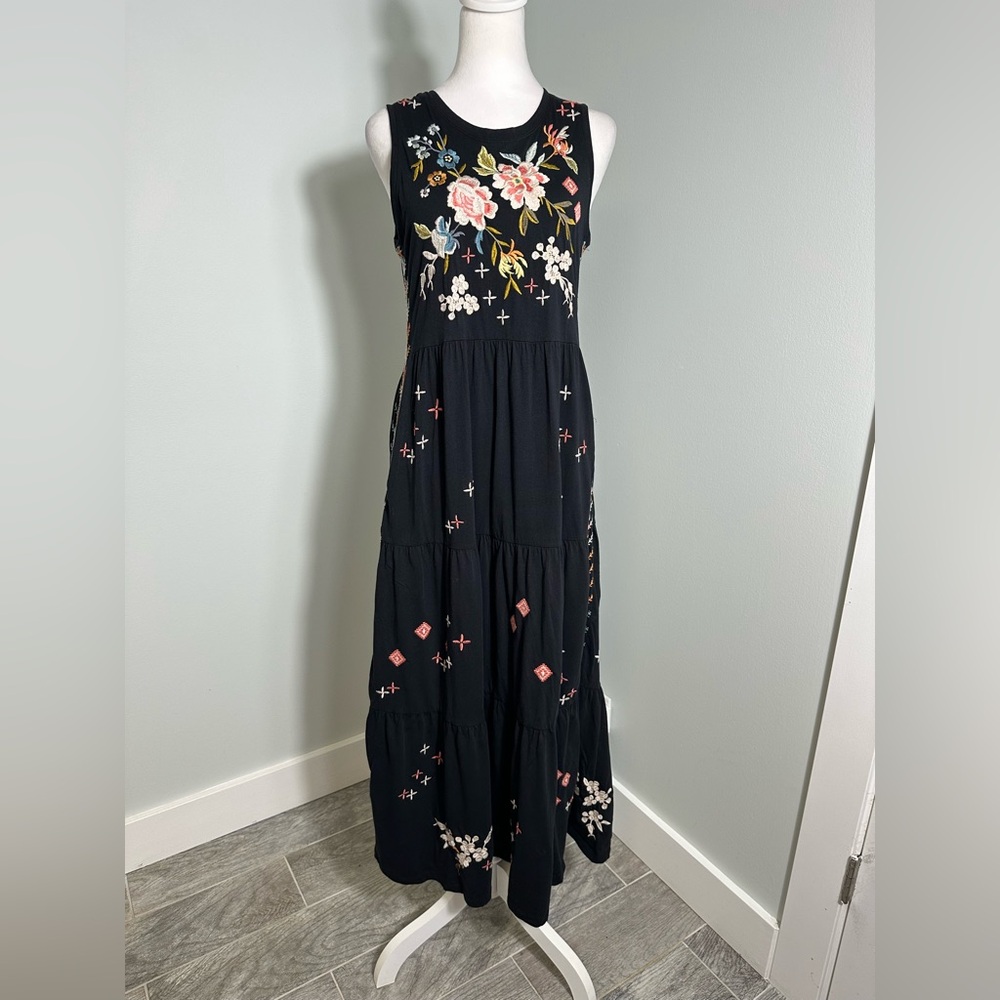 JOHNNY WAS Ceretti Floral Cotton Floral Embroidered Tank Dress Boho - Size S/M? - Picture 4 of 17